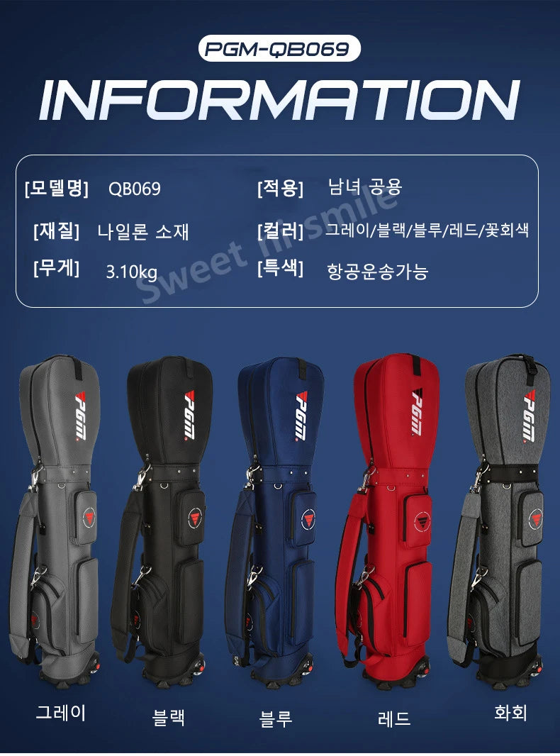 PGM Golf Bag with Wheels Ultra-light Sport Standard Golf Bags Large Capacity Golf Aviation Ball Storage Multifunctional QB069