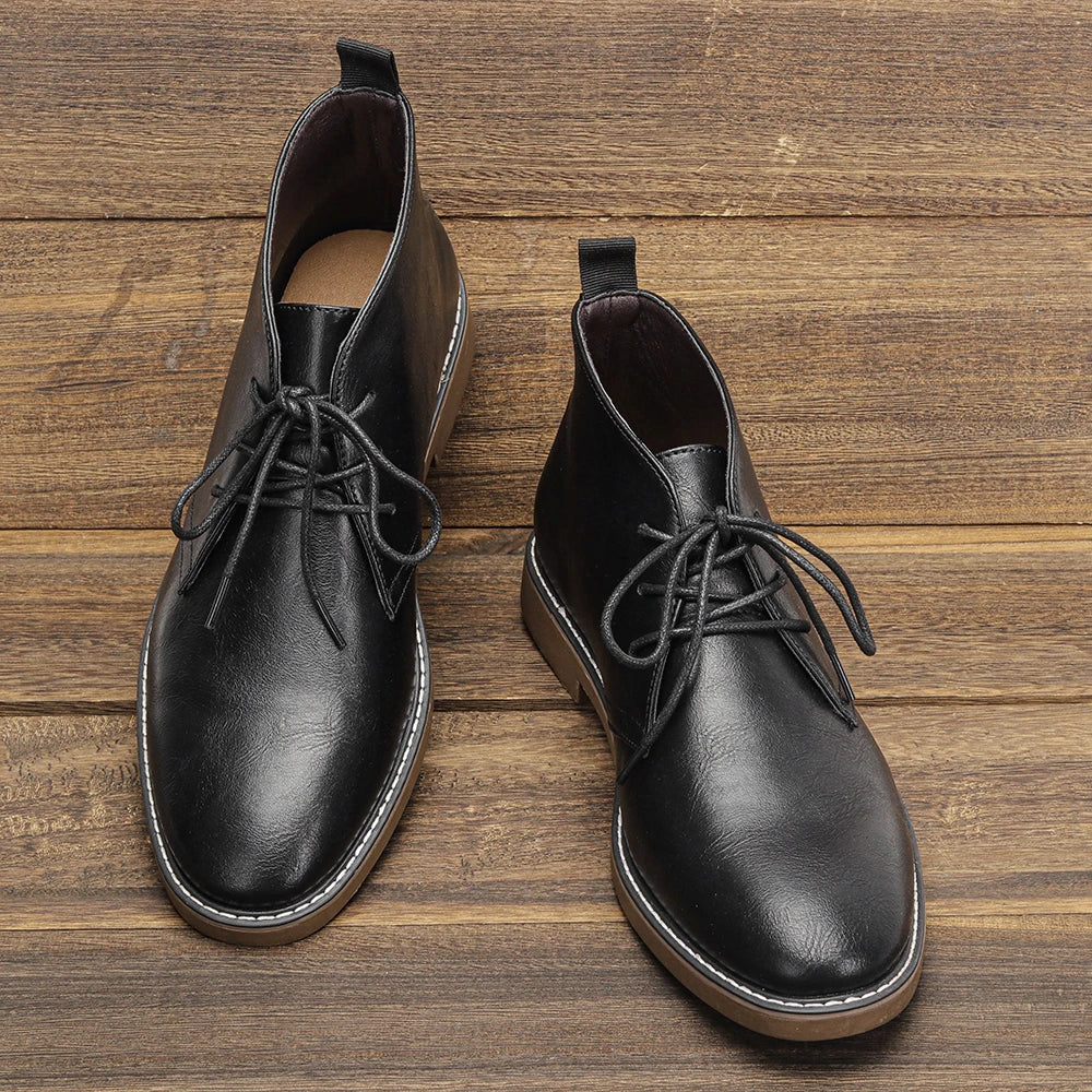 Desert Boots Ankle Boots For Men Leather Lace Up Low Heel