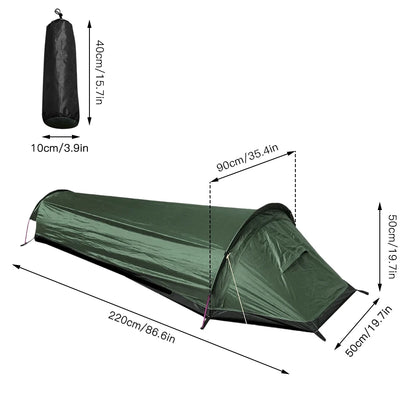 Single Person Canvas Tent 220x90x50 cm Waterproof Lightweight Backpacking Tent