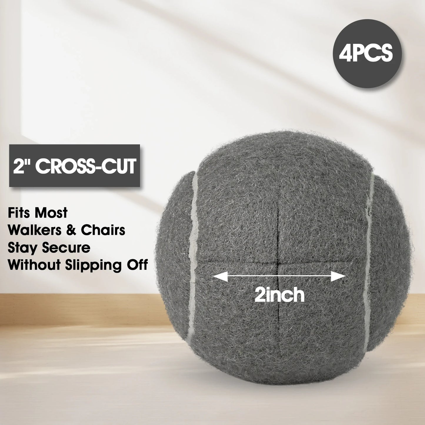 Pre-Cut Tennis Balls Fits Most Walkers and Chairs, Stay Secure Walker Tennis Balls for Reducing Noise, 4Pcs, 8Pcs