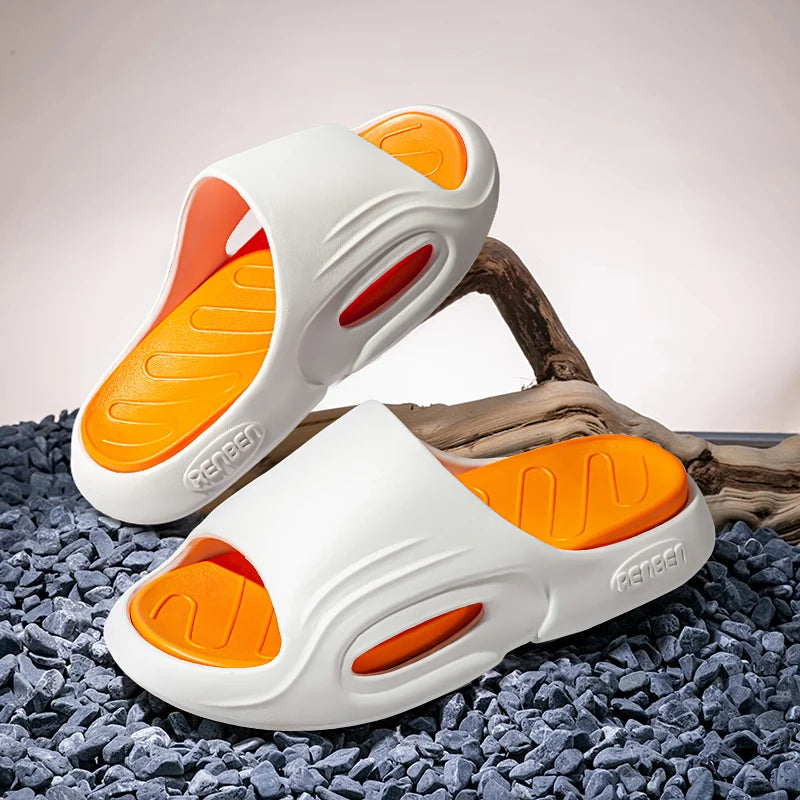 Mens Slippers Anti Slip Thick Sole PU Upper PU Insole