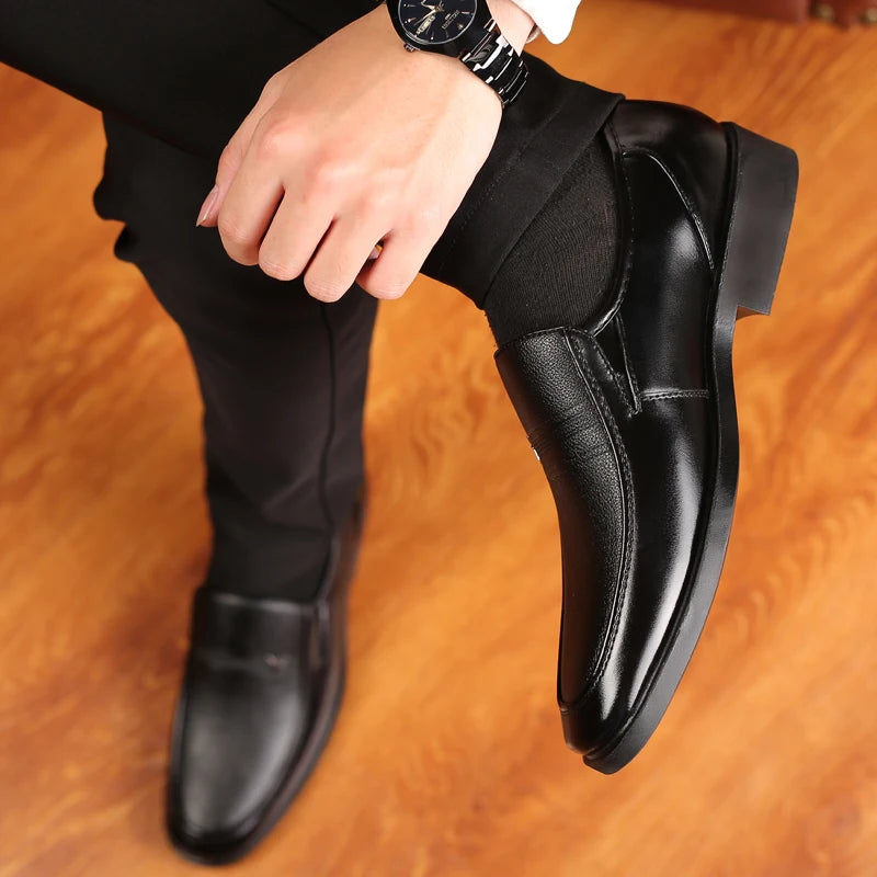 Leather Shoes Slip On Black Mens Formal Loafers Dress Moccasins