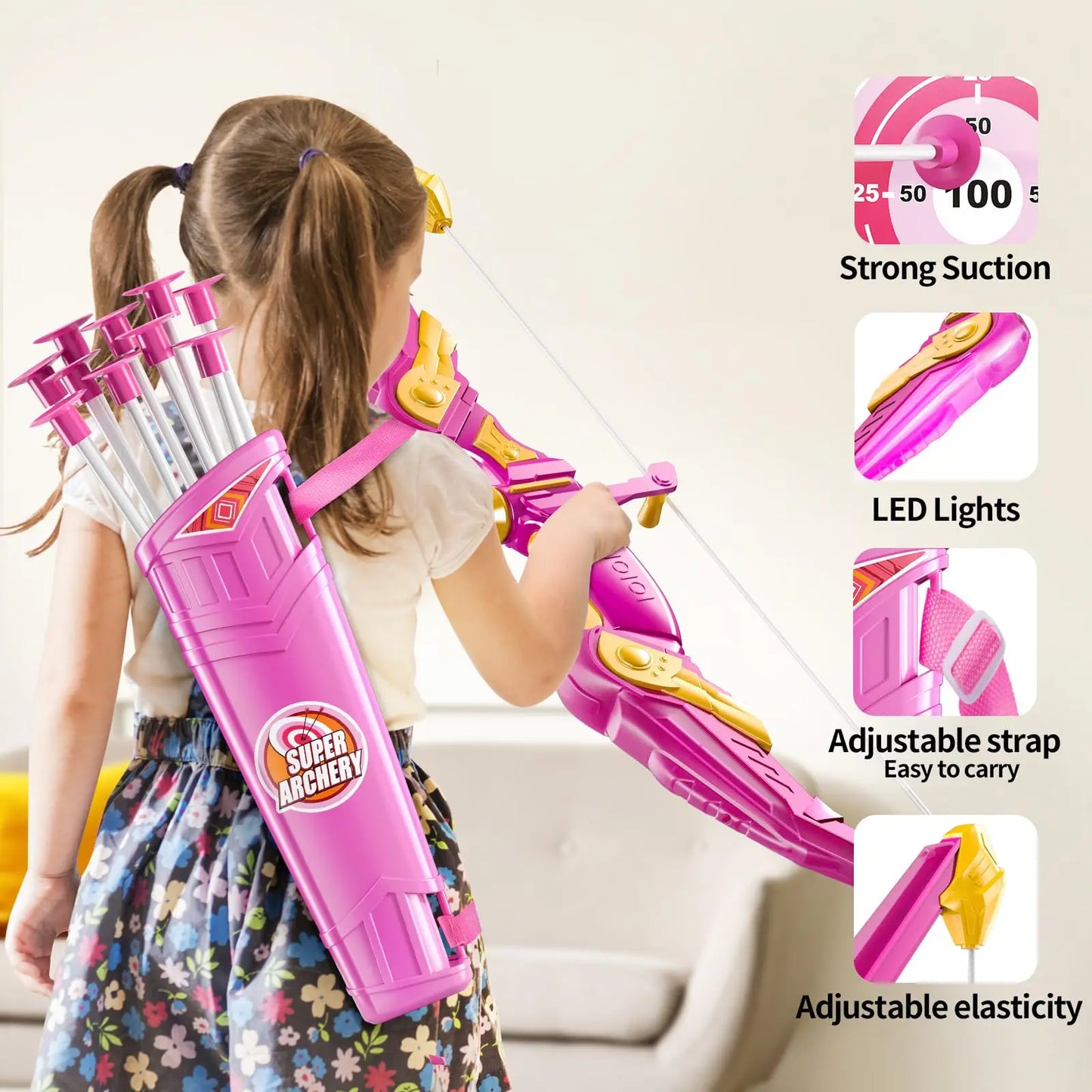 Children's Bow and Arrow Set Archery Toy Set Indoor and Outdoor Toys for Boys and Girls Amusement Equipment Ideal Gift Toys for