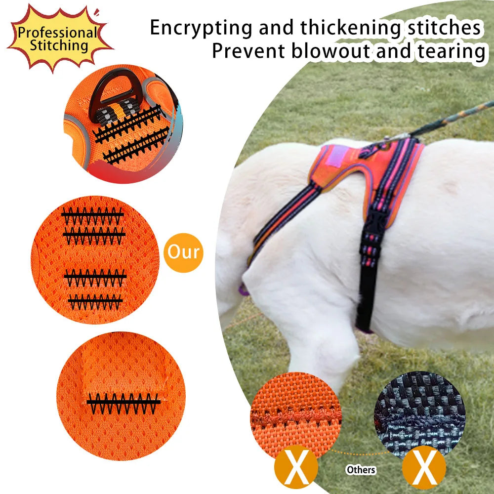 No Pull Dog Harness Front Clip Heavy Duty Reflective Easy Control Handle for Large Dog Walking