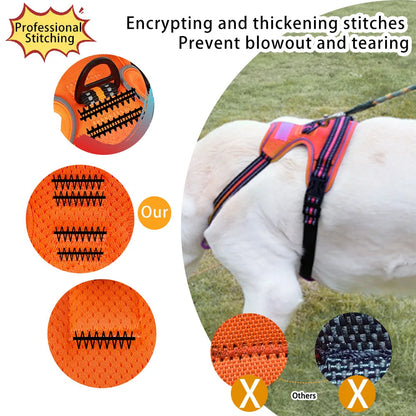 No Pull Dog Harness Front Clip Reflective Heavy Duty Handle For Large Dogs