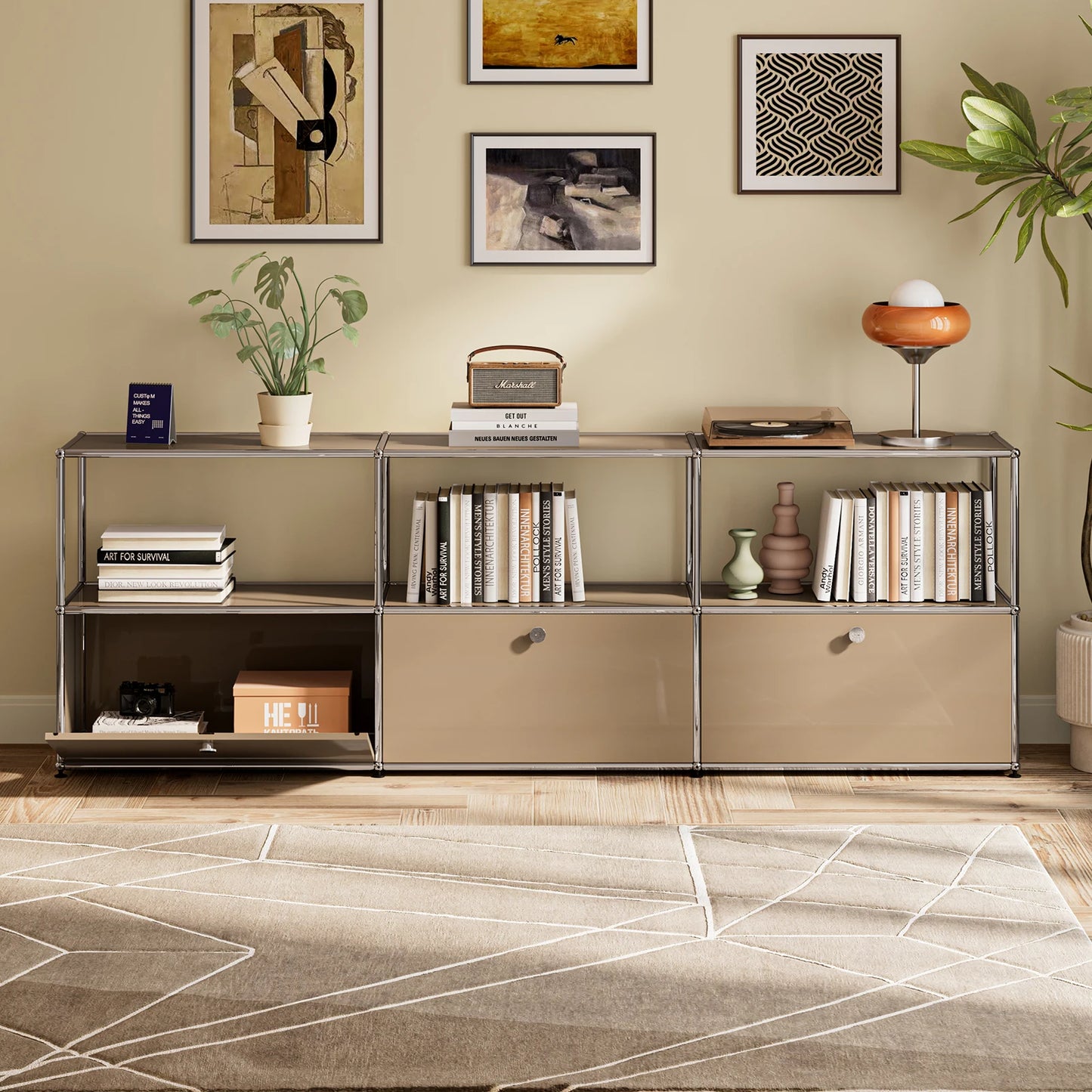 Modern Storage Cabinet Stainless Metal Organizer TV Stand Cabinet for Living Room and Home Office Furniture