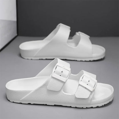 Men's Slippers With Buckle, Flat Heel, One Size, EVA