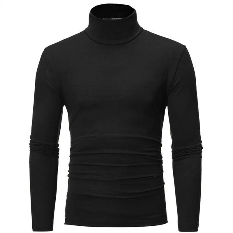 1/2pcs Autumn  Winter Men's High Neck T-shirt Slim Fit Fashion High Elastic Long Sleeve Casual Breathable Apparel Pullover