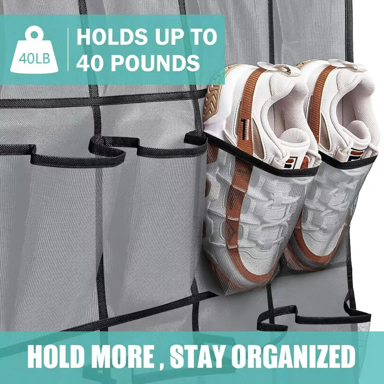 Over The Door Shoe Rack With12/14/24/28/35/40 Large Mesh Pockets Hanging Shoe Organizer For Closet Hanging Shoe Rack Holder
