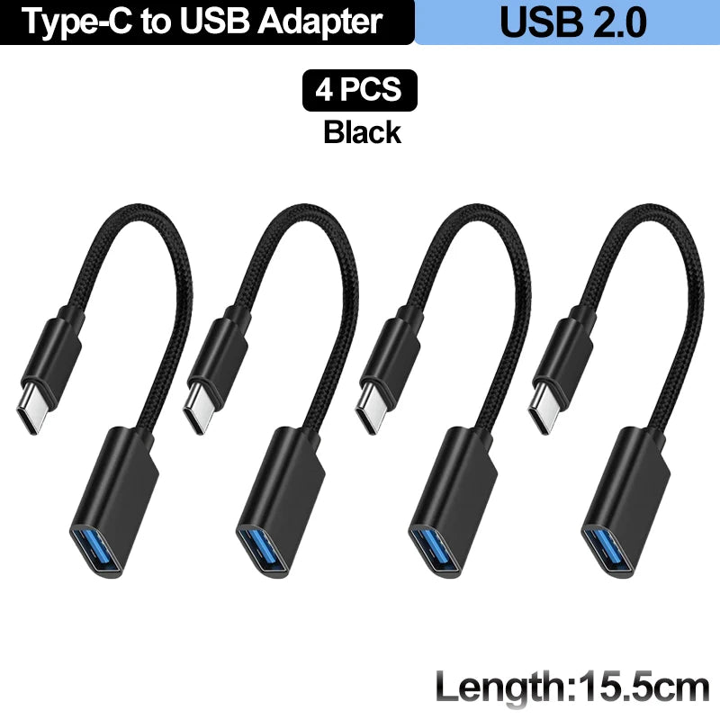 For Mobile Phone USB Female to Type C Male Adapter OTG 15.5CM Long Cable For Xiaomi Samsung S20 Huawei OTG Data Cable Converter