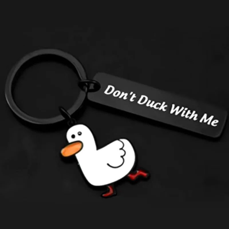 Funny Lover Gift I Ducking Love You Cute Duck Pun Keychain Couples Jewelry Valentine’s Day Gift for Boyfriend Girlfriend