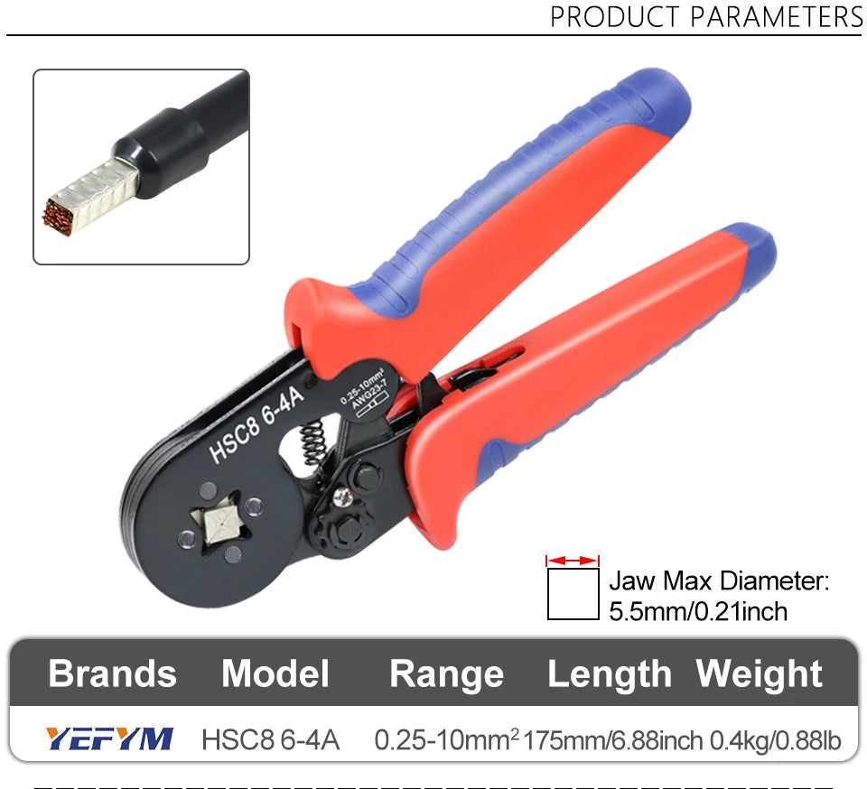 Crimping Pliers Ferrule Sleeves Tubular Terminal Tools HSC8 6-4A/6-6A/16-6E Wire Crimper Household Electrical Sets