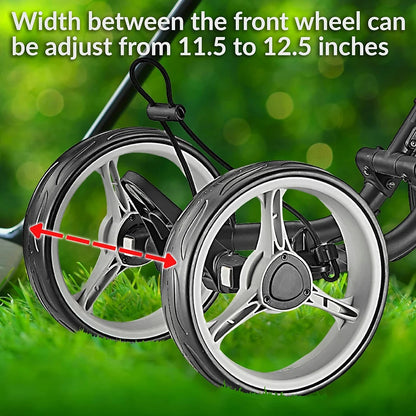 4-Wheel Folding Golf Push Trolley With Umbrella Holder