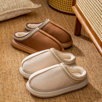 Mens Plush Fleece Lined Slippers With Thick EVA Sole Indoor Outdoor Non Slip