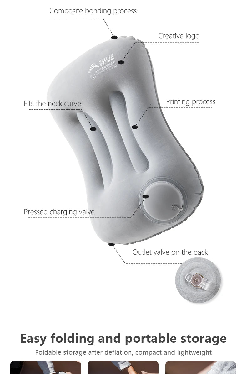 BISINNA Camping Inflatable Pillow Portable Ultralight Travel Hiking Air Sleeping Pillow for Neck and Lumbar Support