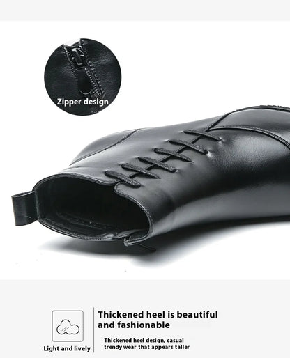 Men's Leather Riding Boots Ankle High ZIP Closure PU Lined