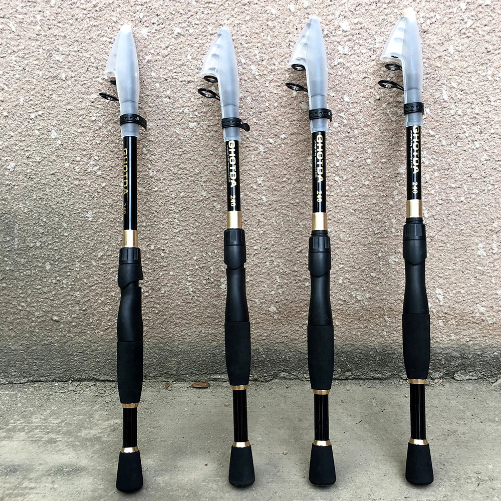 1.6-2.4m Telescopic Fishing Rods Ultralight Weight Spinning Casting Carbon Pole Fishing Accessories Lure Weight 10-30g