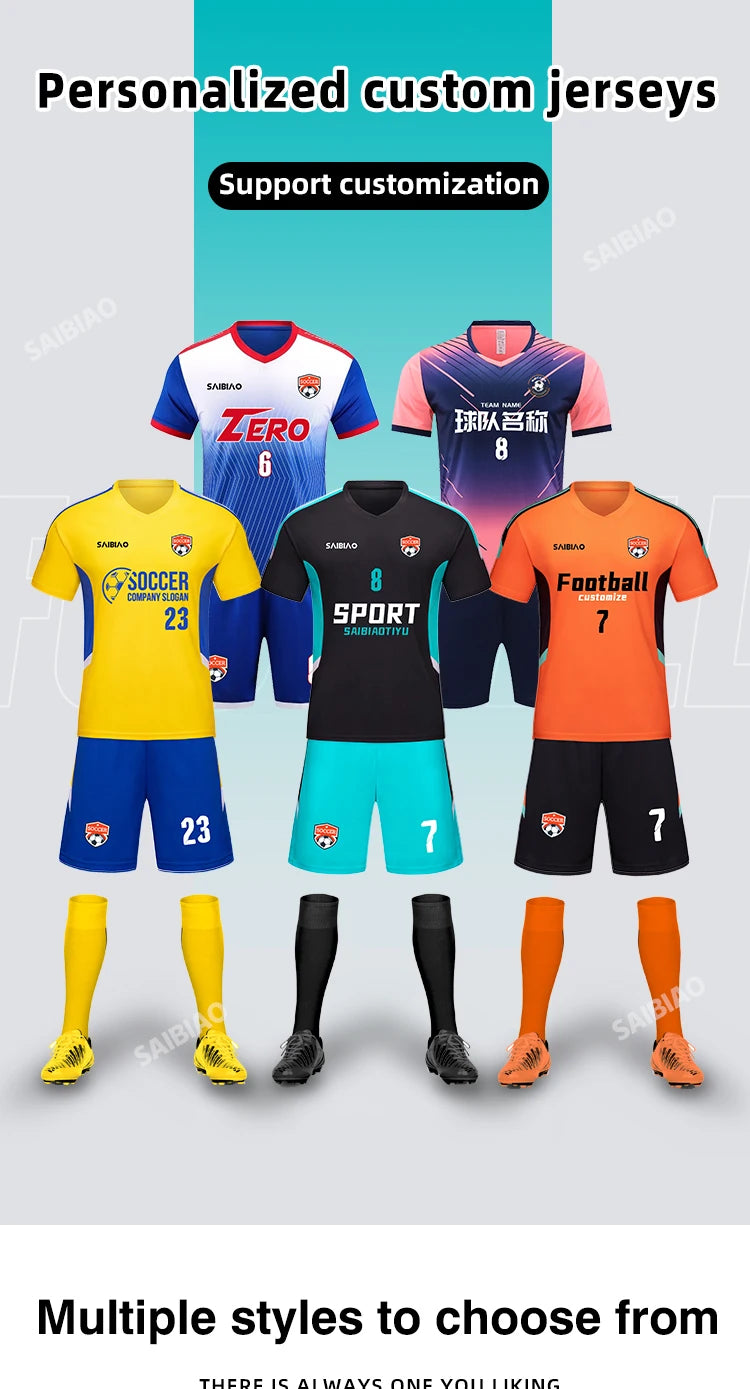 Adult Kid Soccer Jersey Customize Football Uniforms Shirts Men Women Futsal Sportswear Training Tracksuit Sports Outfit Clothes