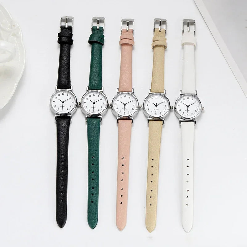 Women’s Fashion Quartz Watch with Small Dial – Elegant Leather Strap Casual Timepiece