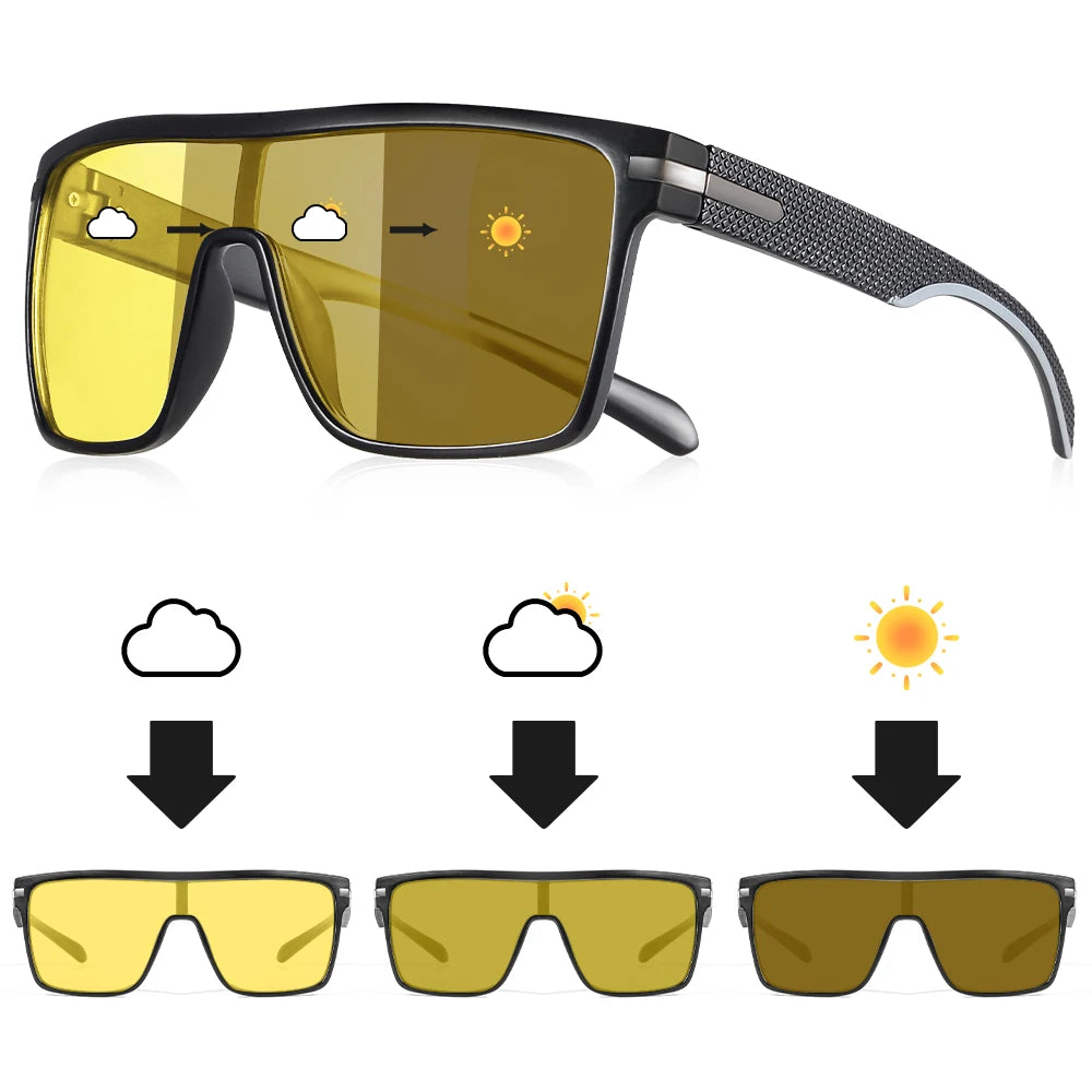 CRIXLAIS Fashion Photochromic Polarized Sunglasses Men Women Oversized Sun Glasses Male Night Vision Driving Goggles UV400