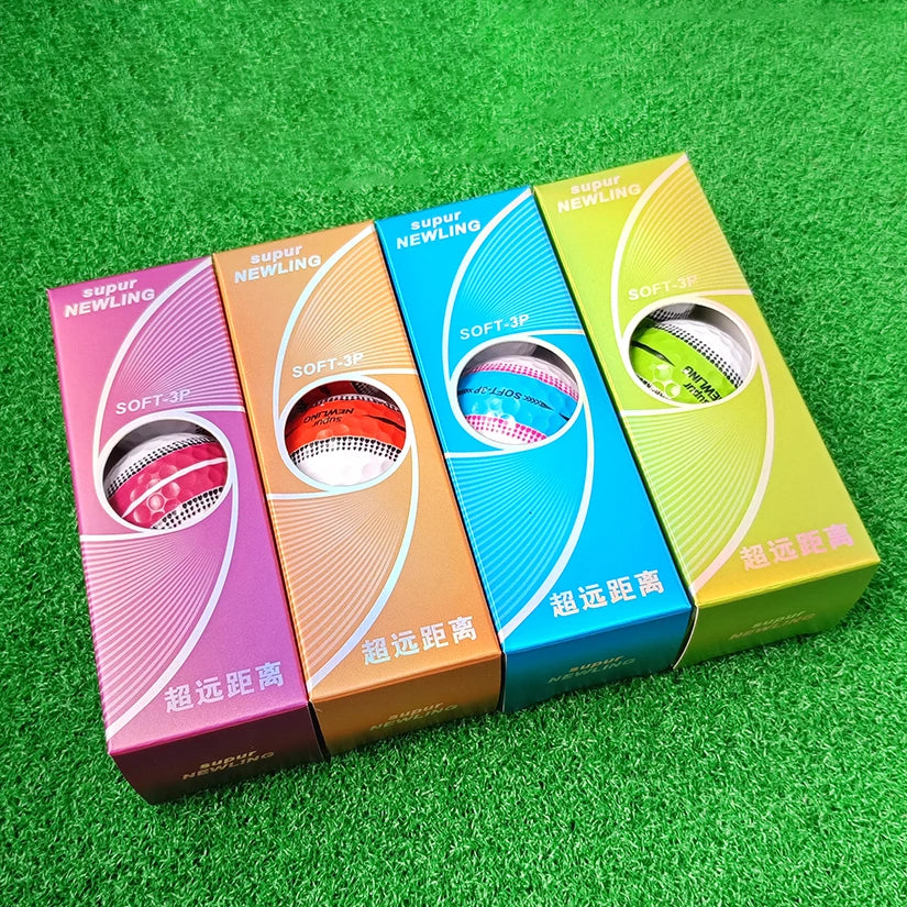 3pcs/box Supur NEWNING Golf Games Ball Super Long Distance Three layer Ball for Professional Competition Game Ball Golfers Gift