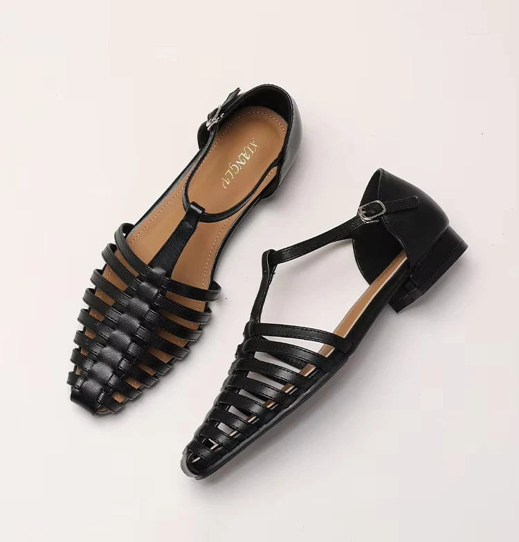 ZAROY Summer Cross Strap Flat Sandals Women Round Toe Ankle Buckle Hollow Casual Roman Sandalia Zapatos De Mujer сандали