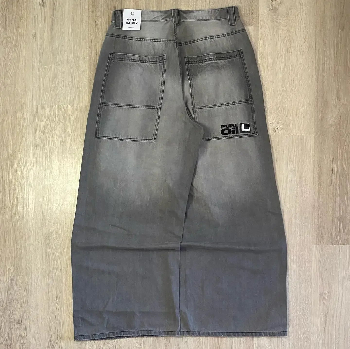 Baggy Wide Leg Jeans For Men Embroidered Pattern Vintage Hip Hop Style