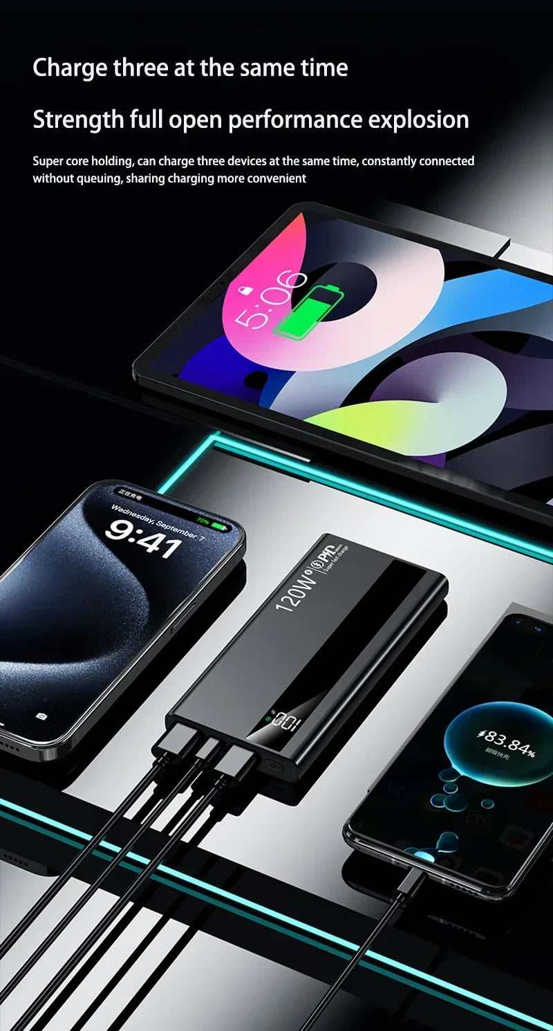 OnePLUS 50000mAh 120W Super Fast Charging High Capacity Power Bank External Battery Portable Battery Charger For iPhone Samsung