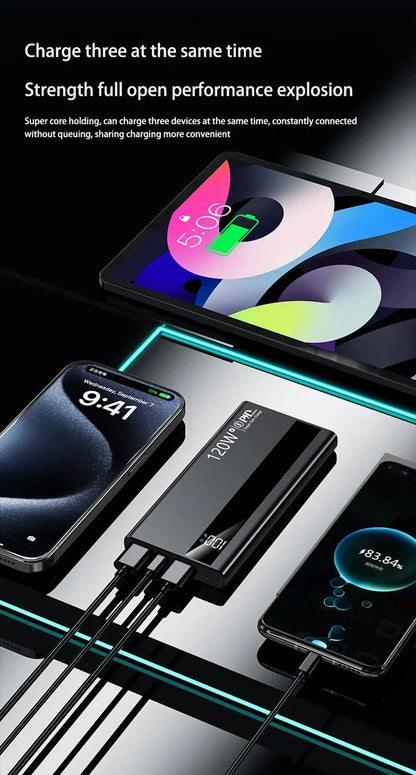 Power Bank 50000mAh 120W Fast Charge External Battery