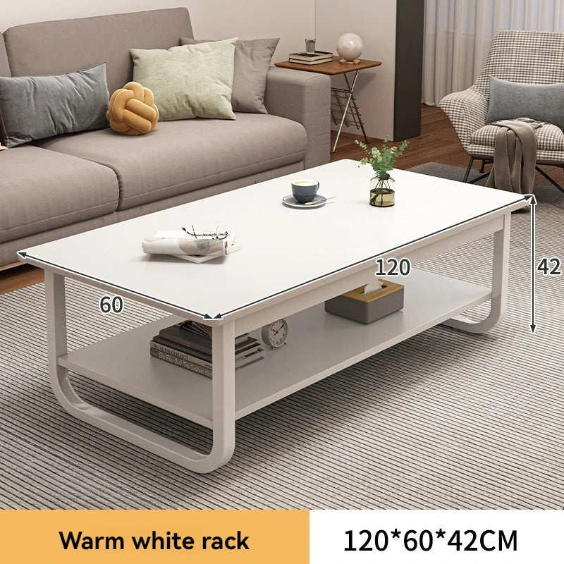 Modern minimalist coffee table, small apartment, living room, sofa, nearby balcony, tea table, rental room, rectangular tea tabl