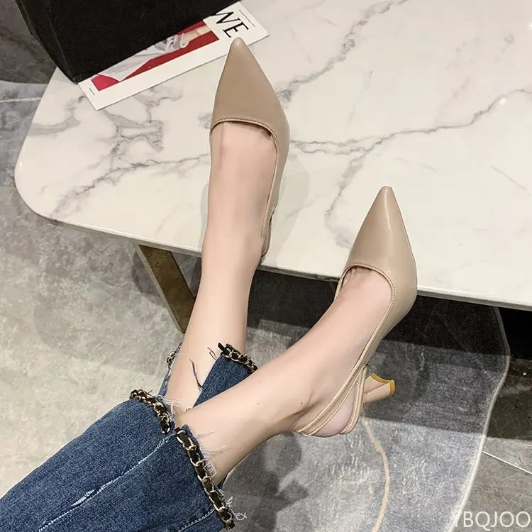 2025 Summer new pointed high heels Women's sandals Casual Shallow mouth shoe Fashion elegant ladies shoes Zapatillas Mujer ﻿
