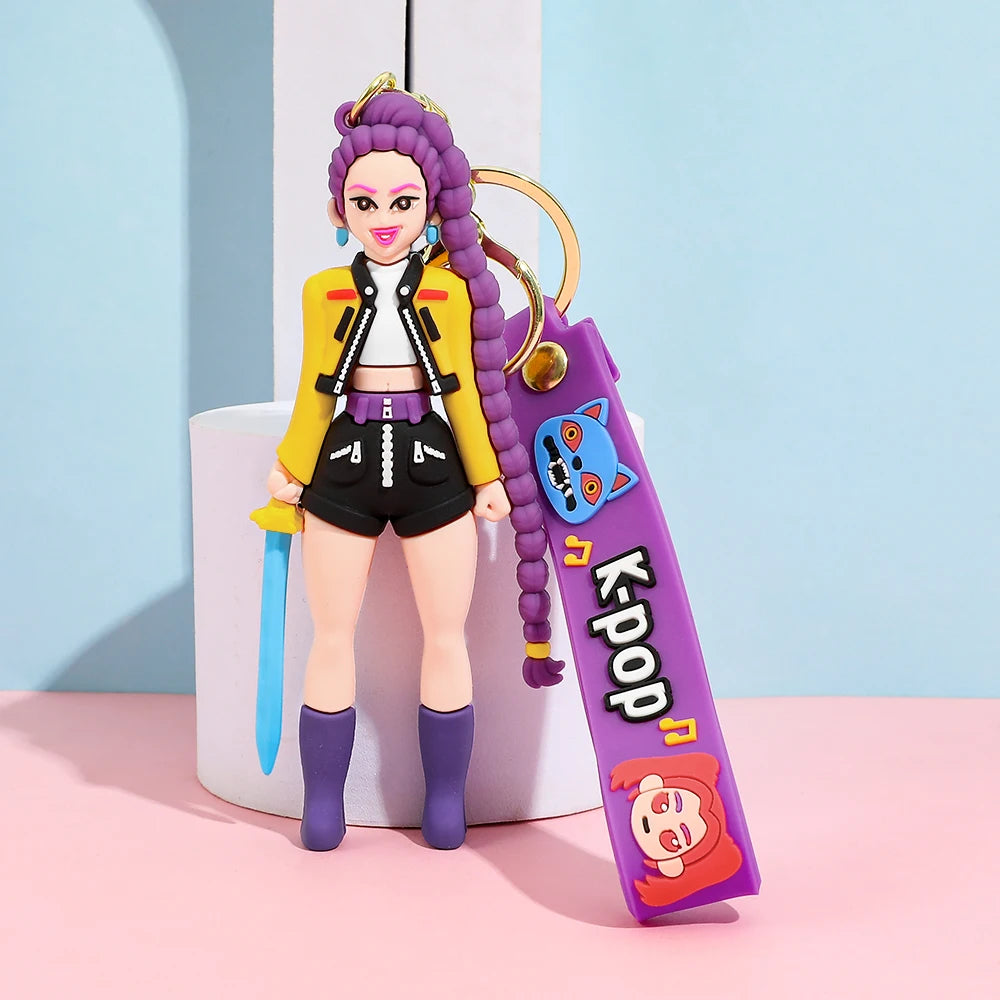 KPOP Demon Hunters Tiger Keychain – Cute PVC Key Ring for Kids & Fans