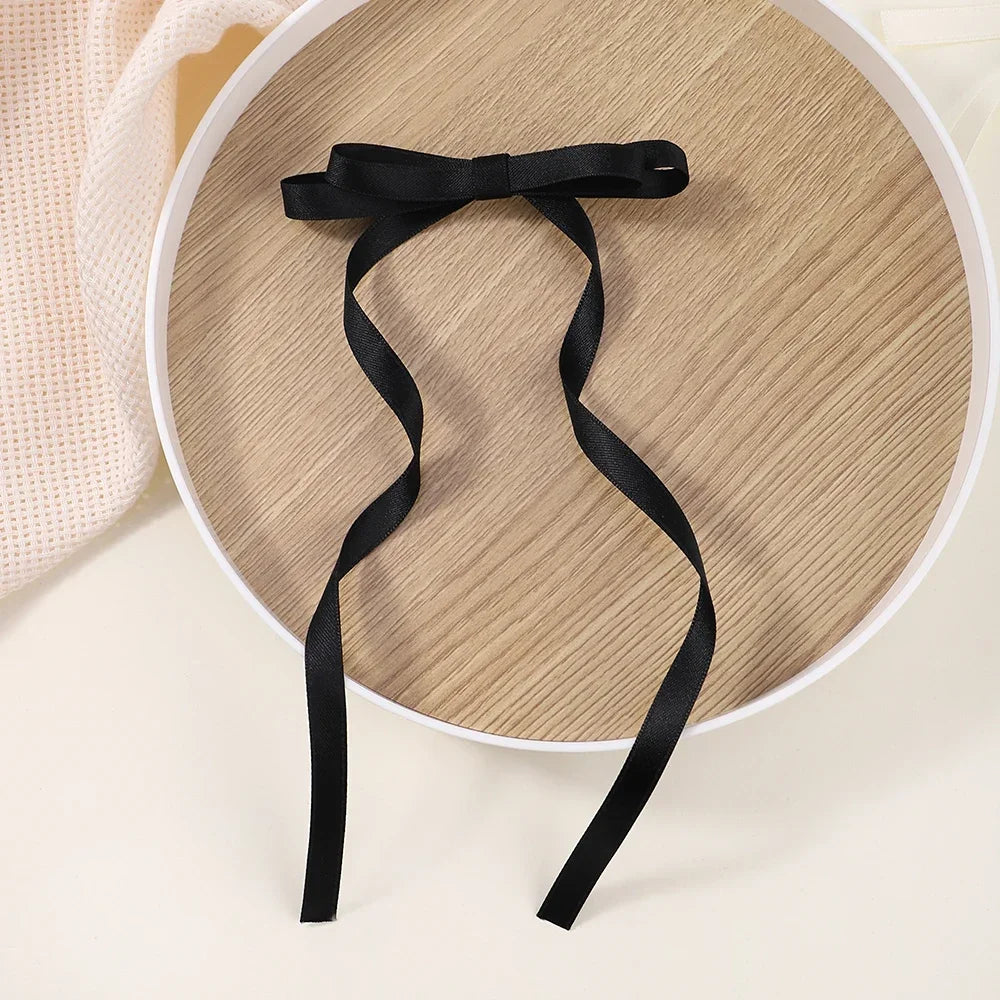2pcs 2025 New Cute Ribbon Bow Headband Long Tassel Hair Clip Women's Hair Accessories Girls Party Headwear Side Clips Wholesale