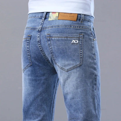 Men's Slim Jeans Denim Pants With Stretch Light Blue