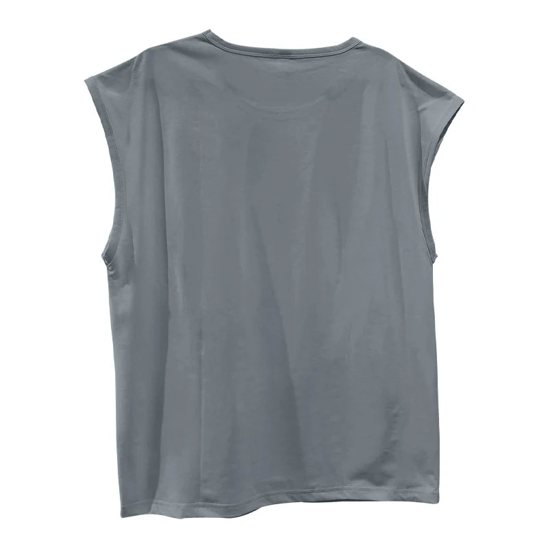 Men'S Summer Solid Color Sleeveless Tank Top Breathable Suitable for Casual Sports Versatile Style