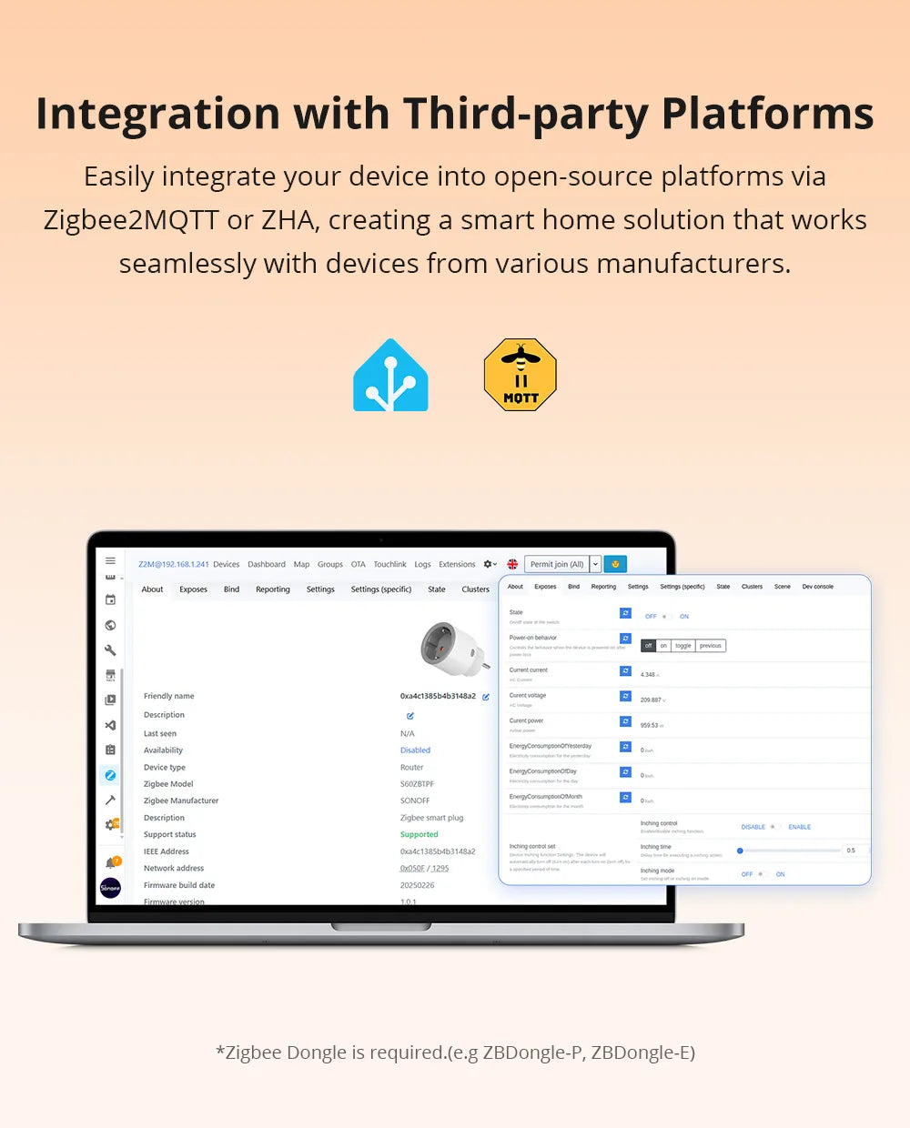 1-4 PCS SONOFF S60ZB EU iPlug Zigbee Smart Plug Energy Monitoring Wireless Socket Timer Smart Switch Work With Google Home Alexa