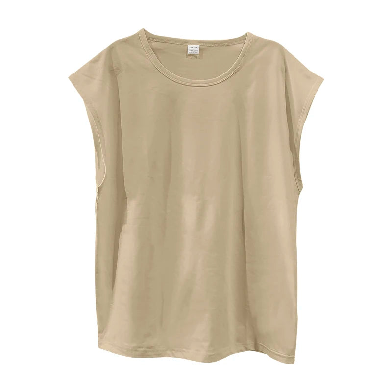 Men'S Summer Solid Color Sleeveless Tank Top Breathable Suitable for Casual Sports Versatile Style