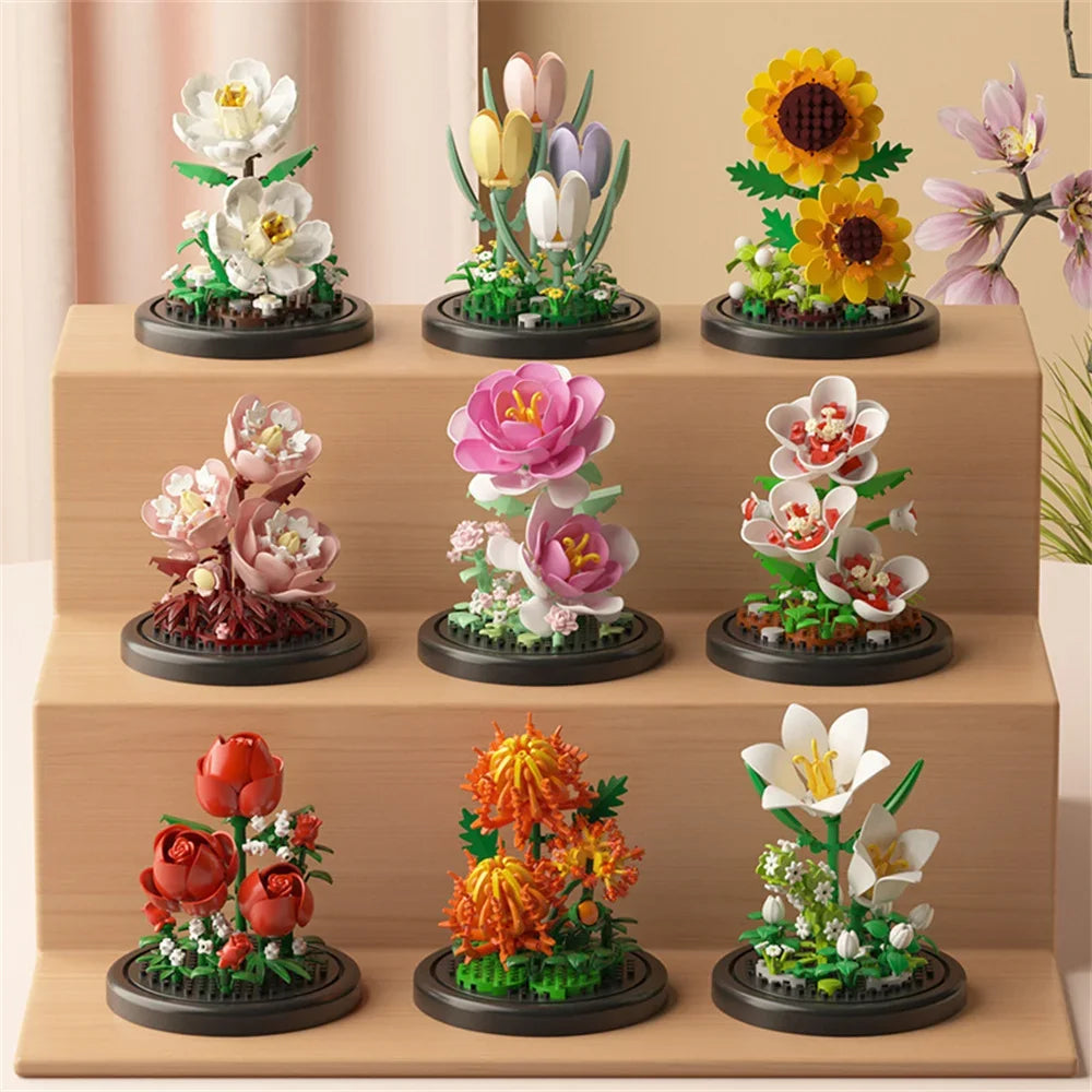 Eternal Flower Bouquet Bonsai – Micro Building Blocks Puzzle Toy for Kids, Birthday & Christmas Gifts