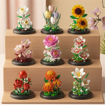 Micro Building Block Plastic Plant Bonsai Kit Flower Bouquet Puzzle Toy