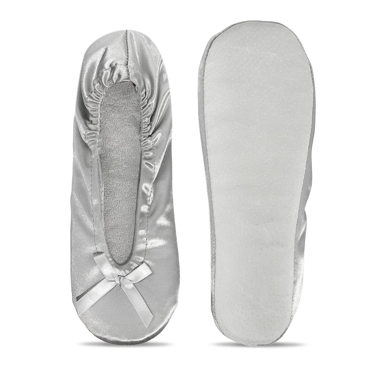 Women's Elegant Ballerina Flats, Lightweight Cozy Indoor Home House Ballet Flats, With Soft Foam Shoe-Insole & Bowknot Decor