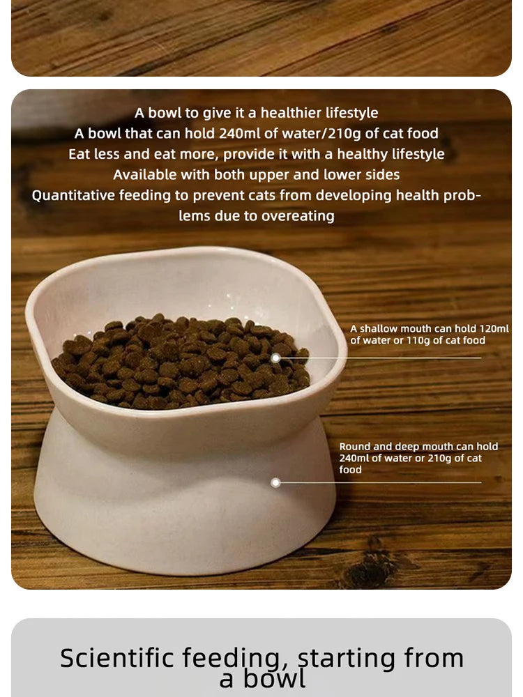 Dual-purpose Cat/Dog Food Bowl, Elevated Anti-Vomiting Cat Feeder Whisker Stress-Free Dog Plastic Cat Feeding Bowls