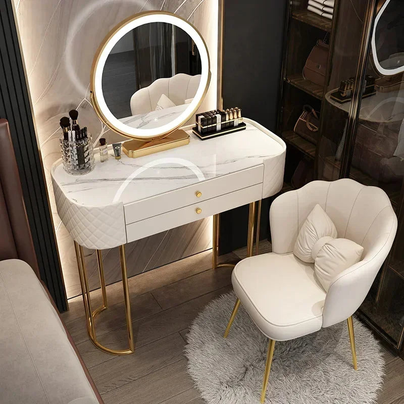 Makeup Luxury Dressing Table Mirror Led Light Salon White Dressing Table Storage Bedroom Comoda Pra Quarto Home Furniture