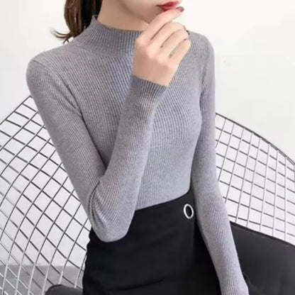 Women's Mock Neck Knit Sweater Pullover Acrylic Cotton Regular Fit