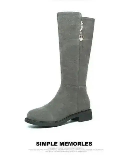 2025 New Women Warm Plush Snow Boots Casual Flat All-match Cotton Fashion Side Zipper Winter Shoes Thigh High Boot Botas Mujer