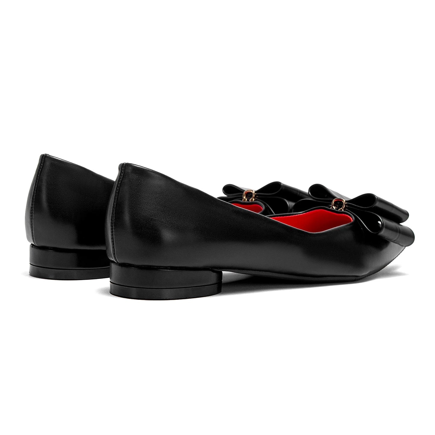CHCH Women's Flat Shoes New Black Pointed Bow Business Shoes Comfortable Commuting Women's Shoes