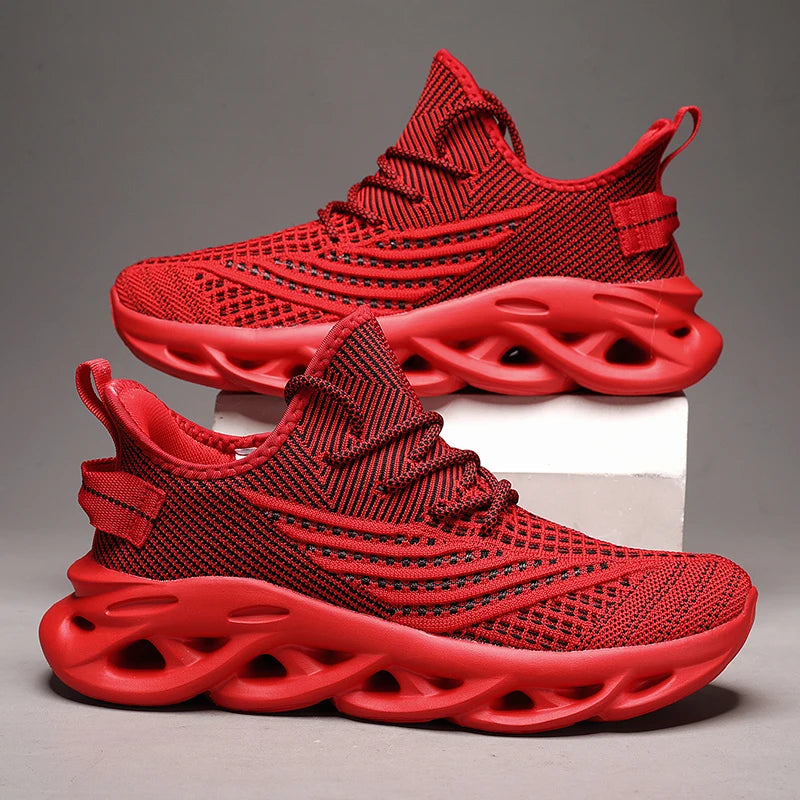 Men Shoes Comfortable Sneakers Breathable For Mesh Tennis Sports Running Waling Outdoor Red Flying Weave Women Slip-on Gym Shoes