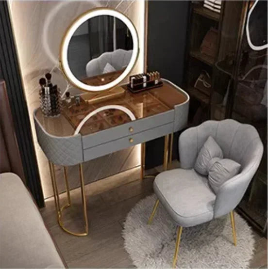 Makeup Luxury Dressing Table Mirror Led Light Salon White Dressing Table Storage Bedroom Comoda Pra Quarto Home Furniture