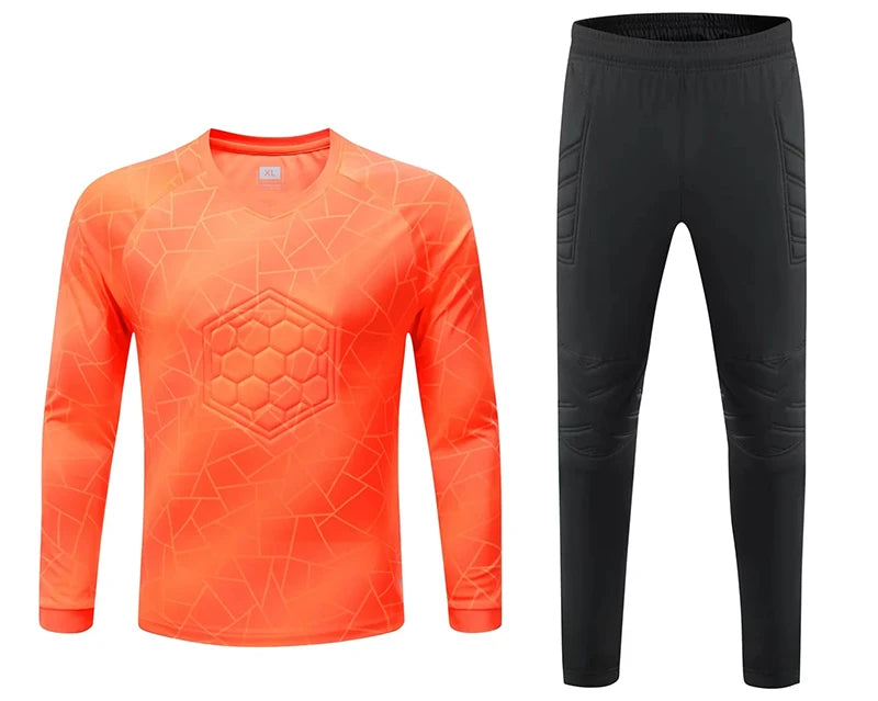 Men Kid 2024 Soccer Goalkeeper Uniform Protective Sponge Long Sleeve Football Training Goalkeeper Top Soccer Jersey Pants Custom