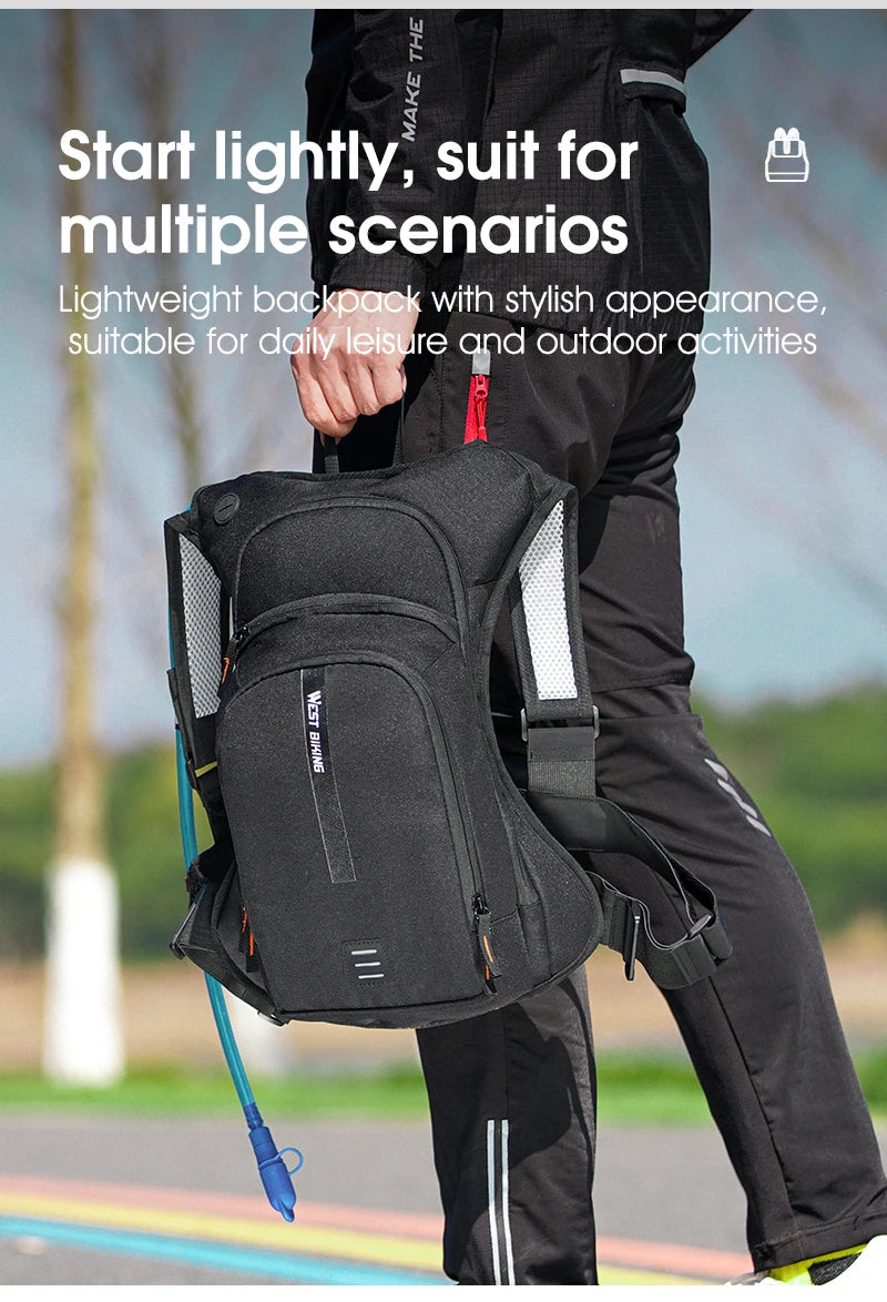 WEST BIKING 10L Ultralight Cycling Backpack Ergonomic Strap MTB Road Bicycle Bag With Water Bag Outdoor Hiking Climbing Bag