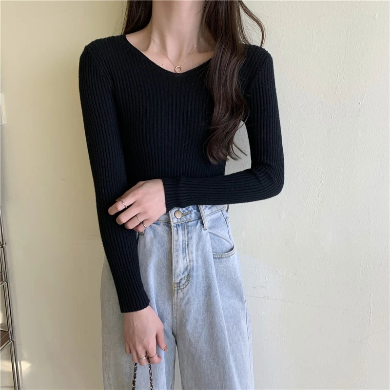 Casual Long Sleeve Knitted Pullover 2026 Autumn Winter Women Sweaters Femme Basic Solid Jersey Tops Fashion Clothes